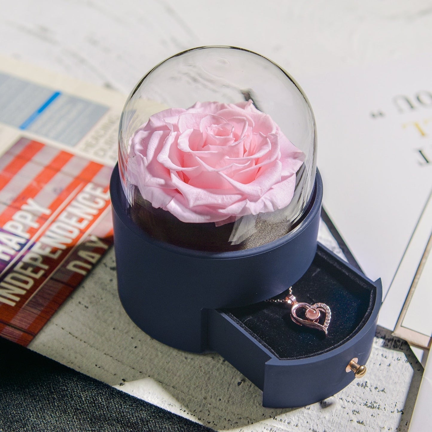Beautiful Rose Pendant Necklace Gift Box