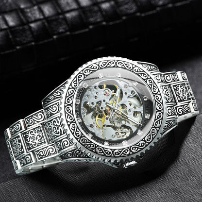 Vintage Style Engraved Automatic Men's Watch