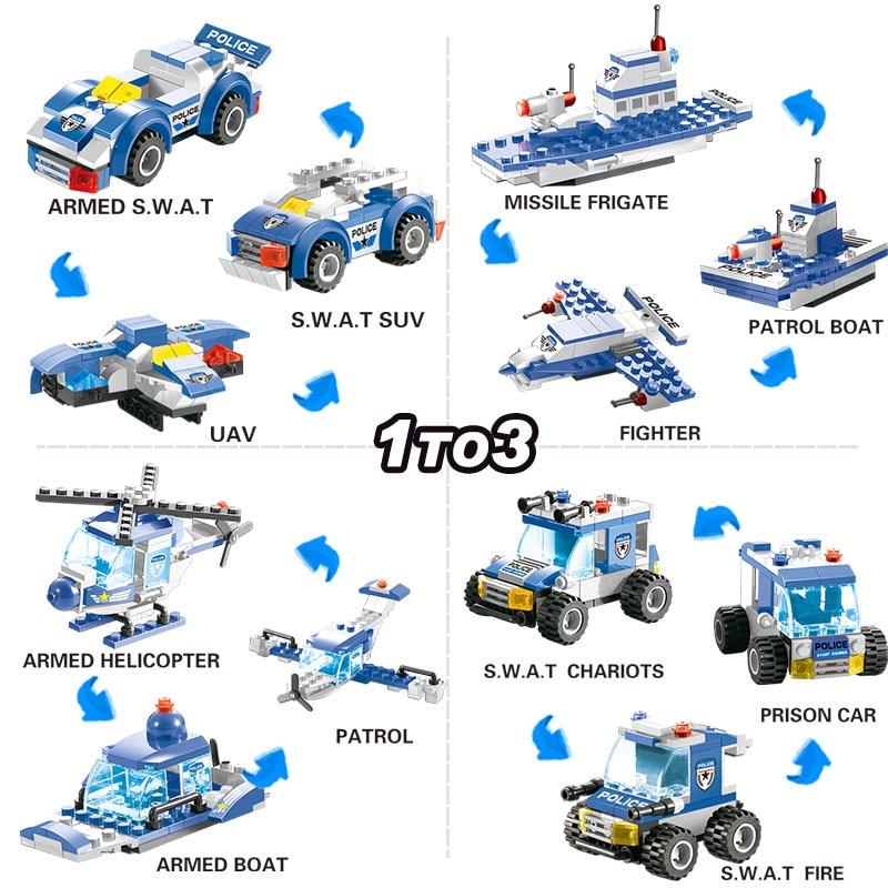Big Police Car Lego Building Toy Set For Kids
