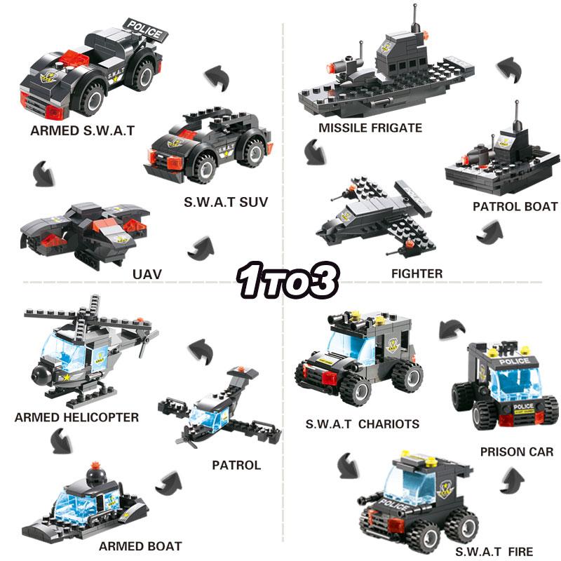 Big Police Car Lego Building Toy Set For Kids