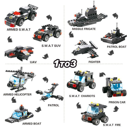 Big Police Car Lego Building Toy Set For Kids