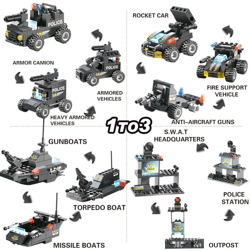 Big Police Car Lego Building Toy Set For Kids