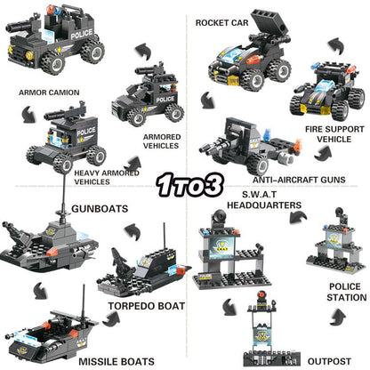 Big Police Car Lego Building Toy Set For Kids