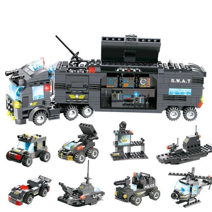 Big Police Car Lego Building Toy Set For Kids