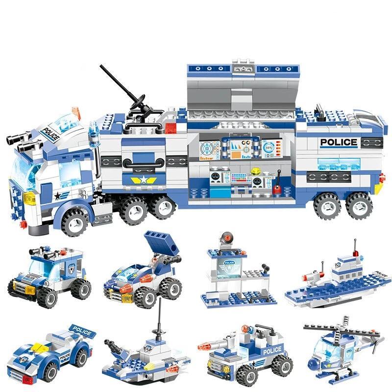 Big Police Car Lego Building Toy Set For Kids - Luxicro