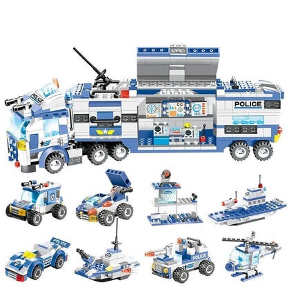 Big Police Car Lego Building Toy Set For Kids - Luxicro