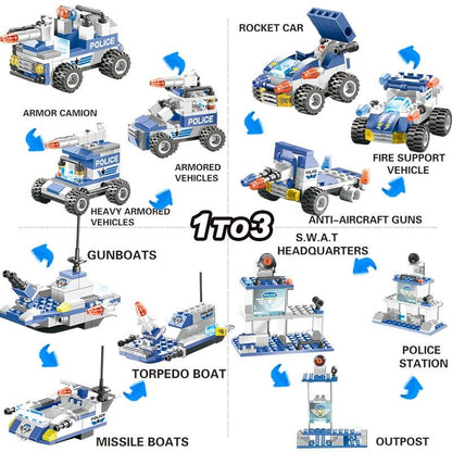 Big Police Car Lego Building Toy Set For Kids