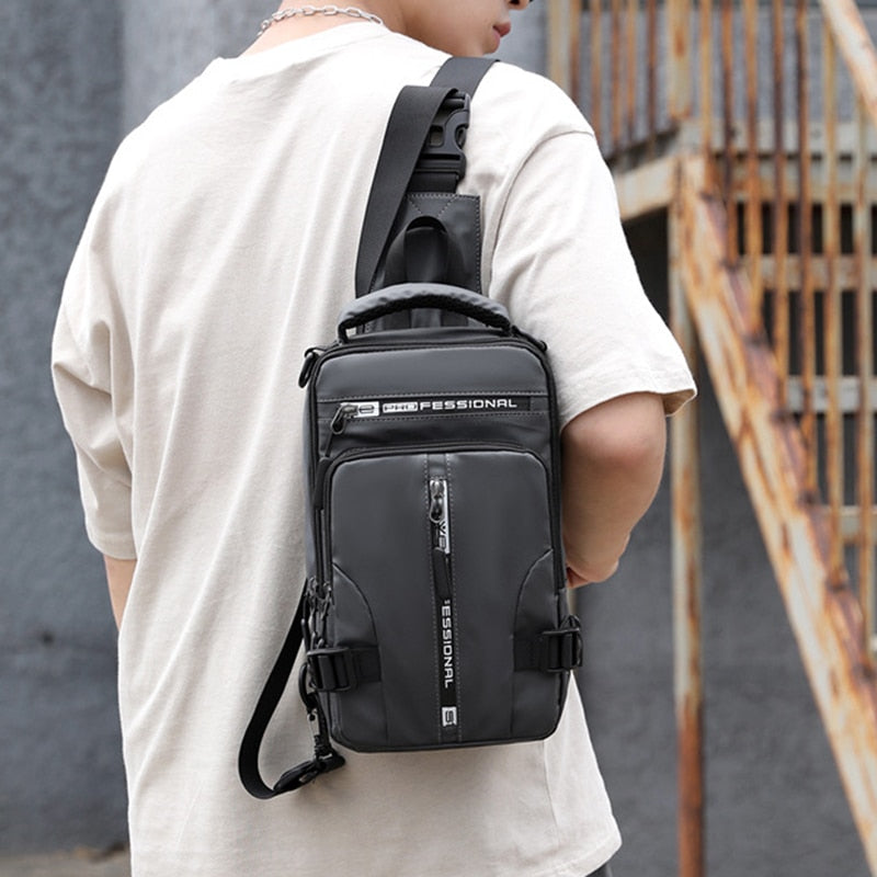 Waterproof Crossbody Bag with USB Charging and Pockets