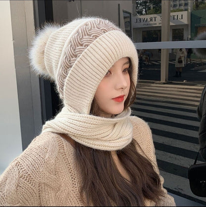 Cozy Double Sided Wool Beanie Scarf Set