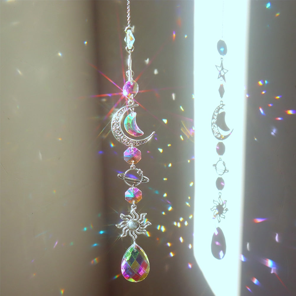 Delicate Crystal Moon Wind Chime Catcher
