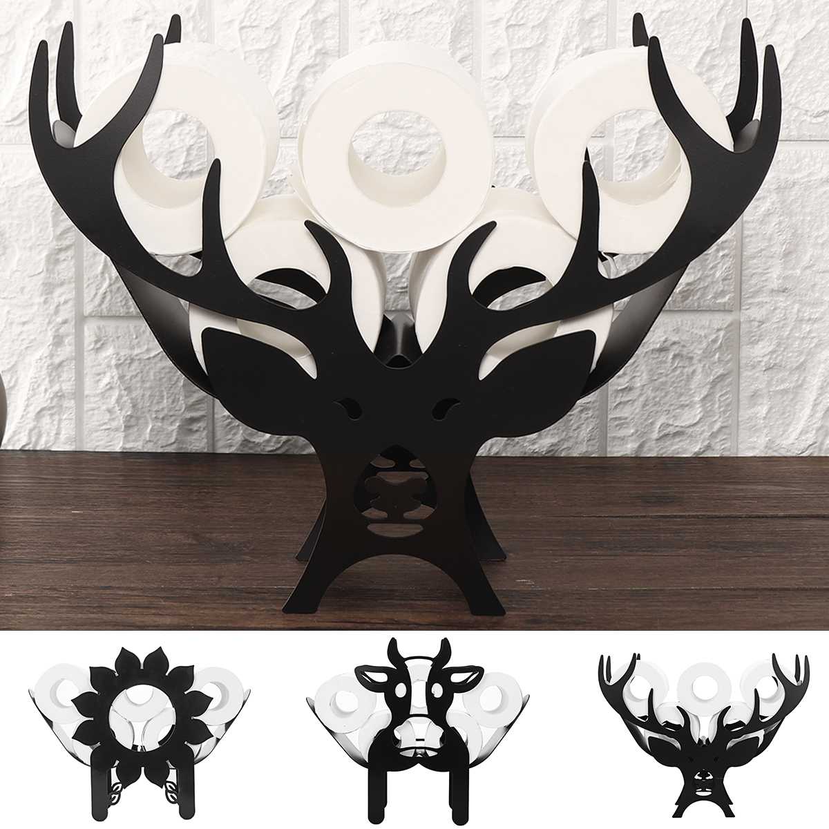 Decorative Iron Toilet Paper Holder with Animal Design