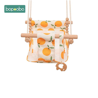 Soft Baby Wooden Swing Set with Safety Harness