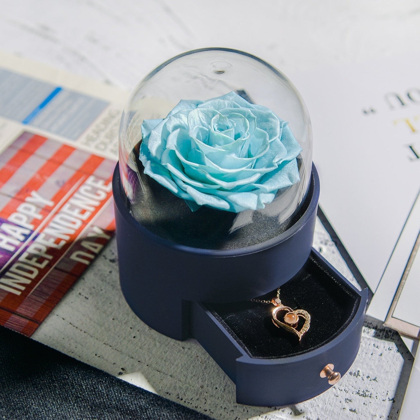 Beautiful Rose Pendant Necklace Gift Box