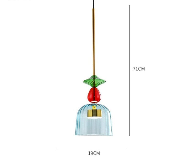 Colorful Glass Pendant Light in Brushed Brass