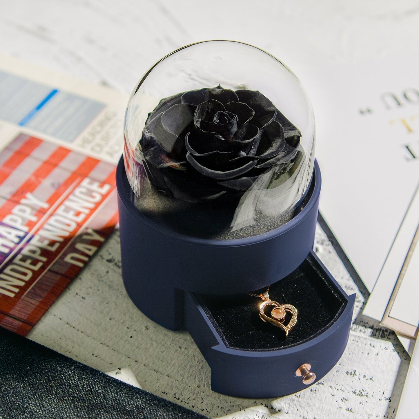 Beautiful Rose Pendant Necklace Gift Box