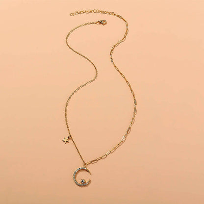 Elegant Moon Pendant Long Necklace