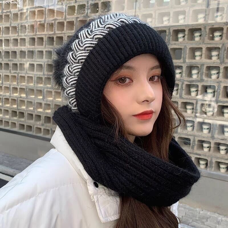 Cozy Knit Hat Scarf Combo