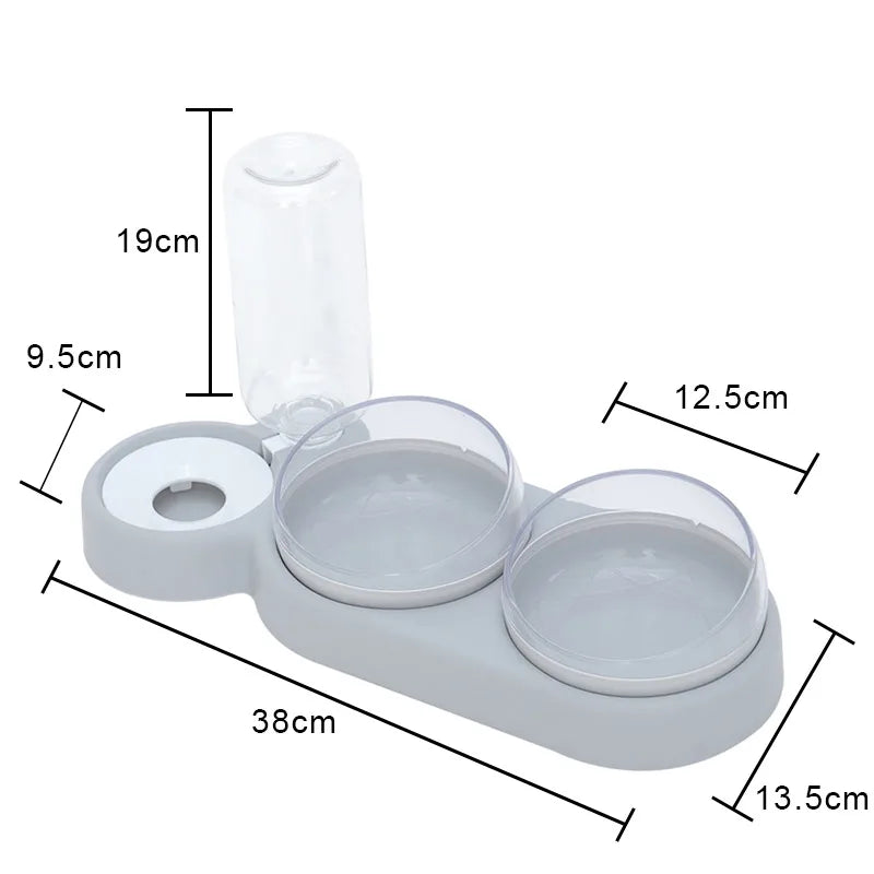 Adjustable Pet Feeder 3 Bowl Stand with Water Bottle