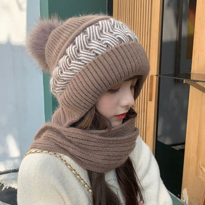 Cozy Double Sided Wool Beanie Scarf Set