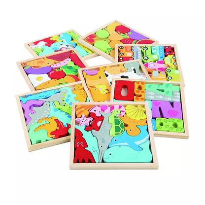 Colorful Wooden Brain Teaser Set 3 Pieces
