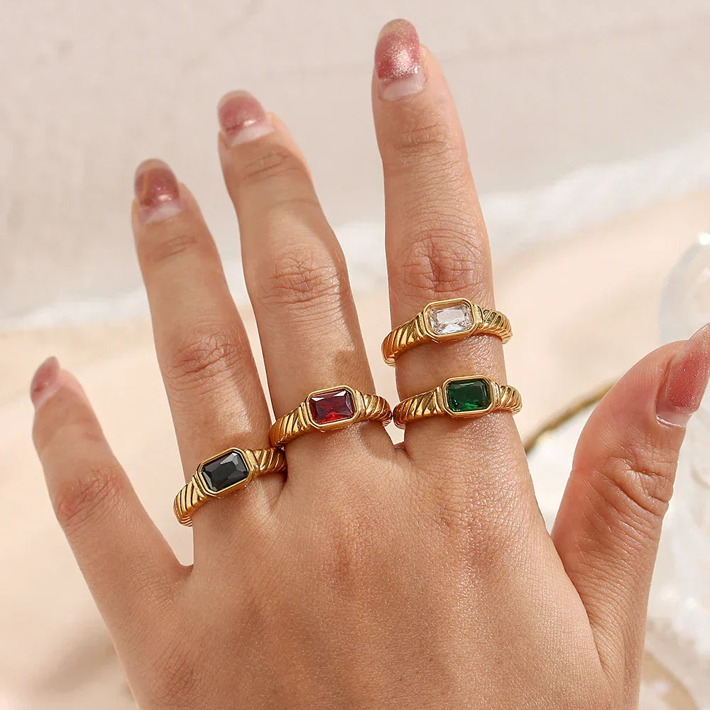 Fashionable Multi Color Baguette Ring