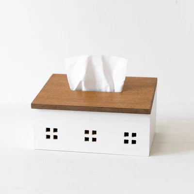 Natural Wood Tissue Box Holder for Kitchen Table