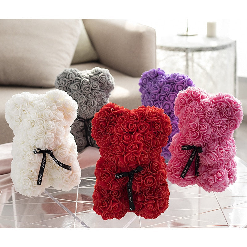 Artificial Flower Cute Stuffed Bear Toy