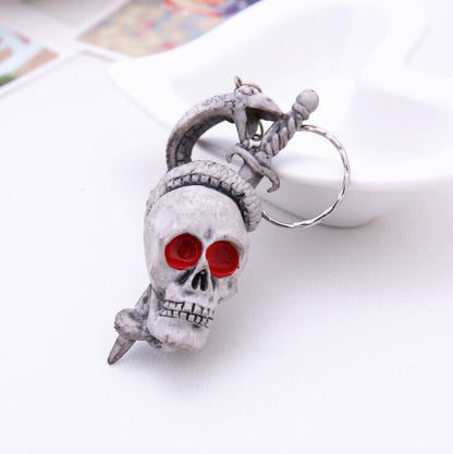 Dark Skull Silver Keychain Pendant