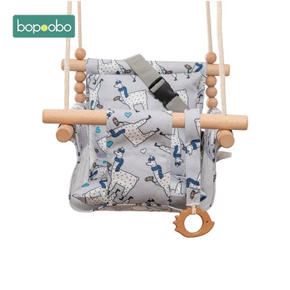 Soft Baby Wooden Swing Set with Safety Harness