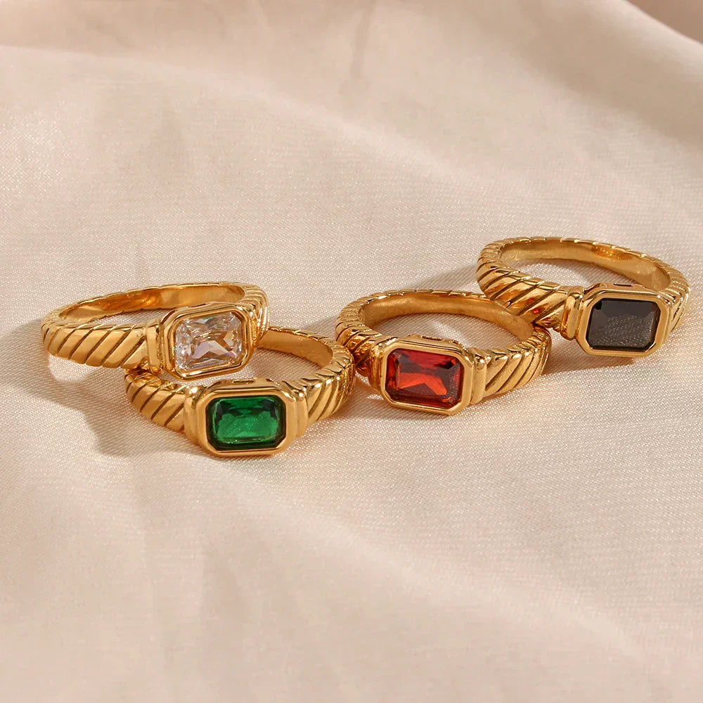 Fashionable Multi Color Baguette Ring