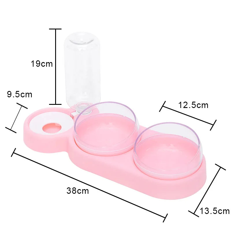 Adjustable Pet Feeder 3 Bowl Stand with Water Bottle
