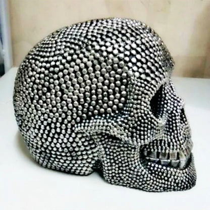 Big Metallic Skull Figurine Home Decor Statue
