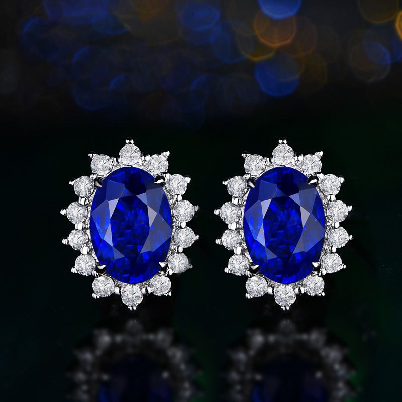 Fashionable Navy Stone Dangle Earrings