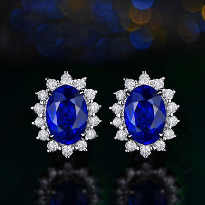 Fashionable Navy Stone Dangle Earrings