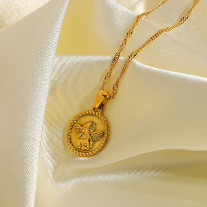 Elegant 18k Gold Angel Pendant Necklace