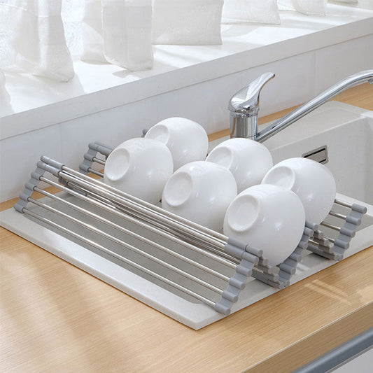 Compact Stainless Steel Dish Drying Rack - Luxicro