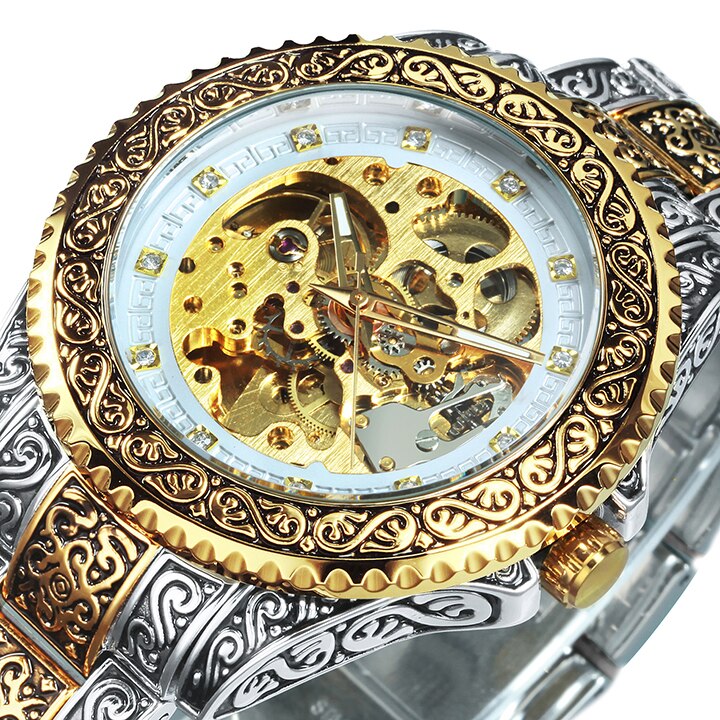 Vintage Style Engraved Automatic Men's Watch