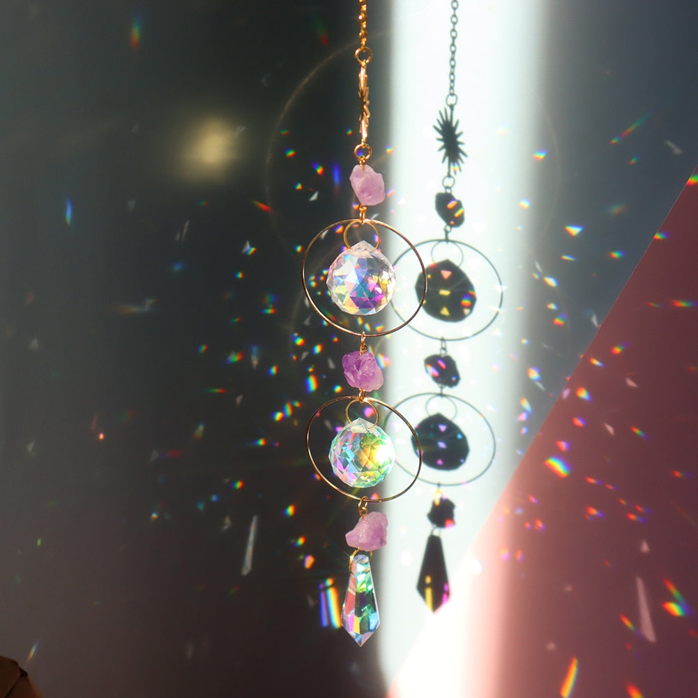 Delicate Crystal Moon Wind Chime Catcher