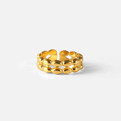 Elegant 14K Gold Oval Beaded Ring