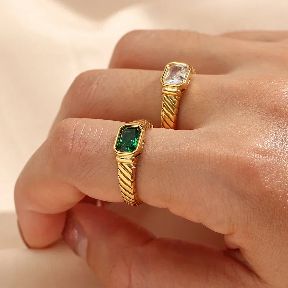 Fashionable Multi Color Baguette Ring - Luxicro