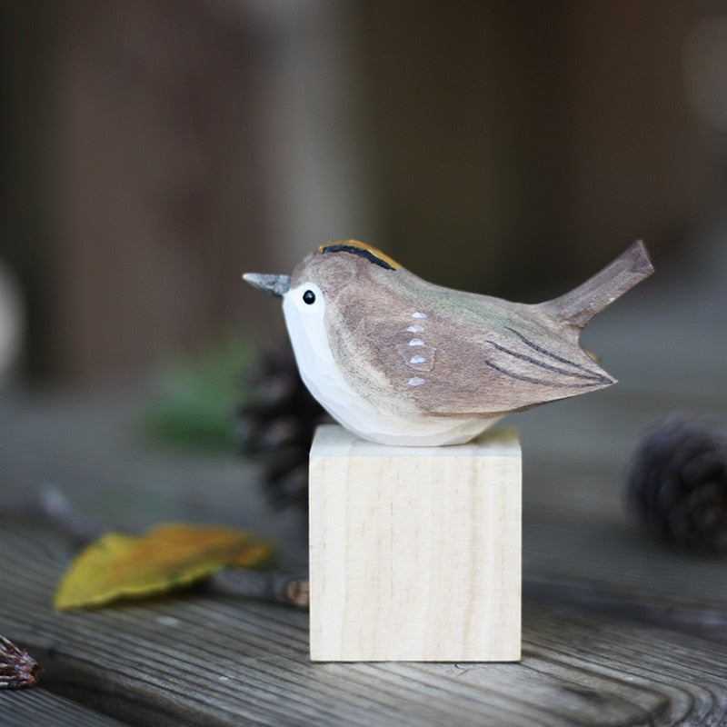 Rustic Wooden Robin Figurine
