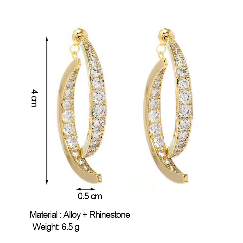 Glittering Geometric Crystal Drop Earrings