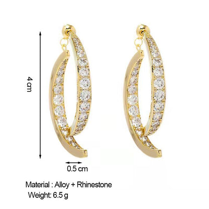 Glittering Geometric Crystal Drop Earrings