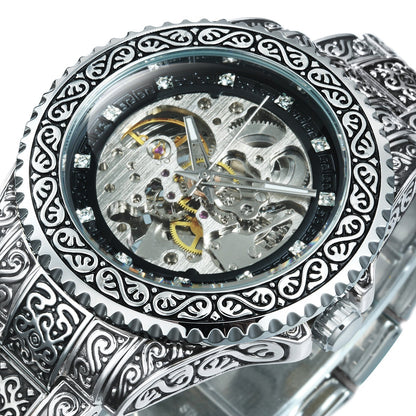 Vintage Style Engraved Automatic Men's Watch
