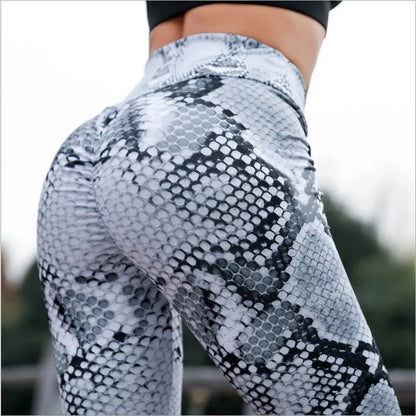 Trendy Snake Print Women's Workout Leggings - Luxicro