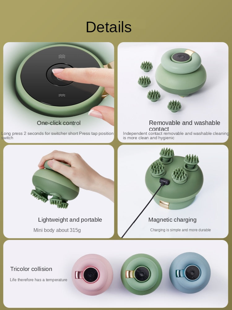 Rechargeable Waterproof Electric Head Massager