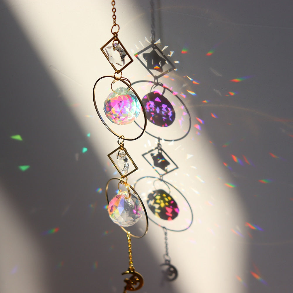Delicate Crystal Moon Wind Chime Catcher