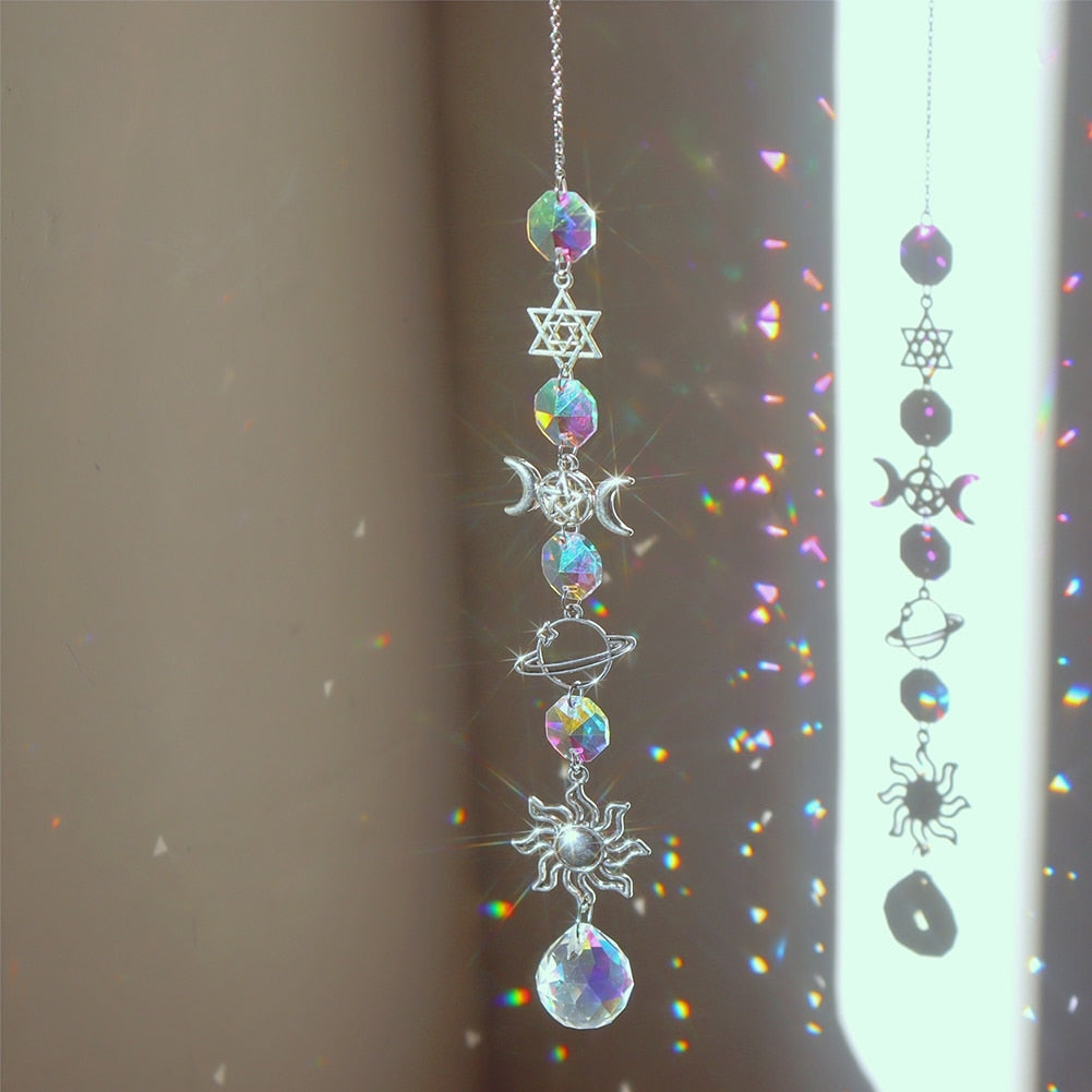 Delicate Crystal Moon Wind Chime Catcher - Luxicro