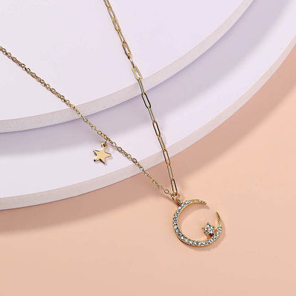 Elegant Moon Pendant Long Necklace