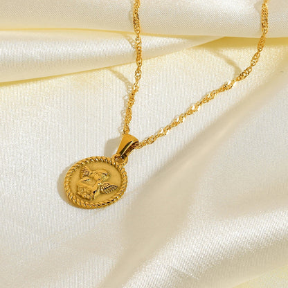 Elegant 18k Gold Angel Pendant Necklace